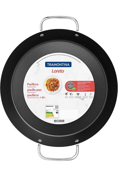 TRAMONTINA Since 1911, Made In Brazil - Loreto Graphite 38cm 5.4l Aluminum Paella Pan