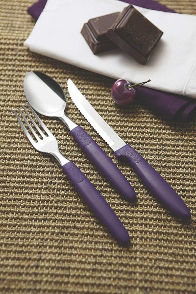 TRAMONTINA Since 1911, Made In Brazil - Ipanema Stainless Steel Table Spoon With Purple Polypropylene Handle