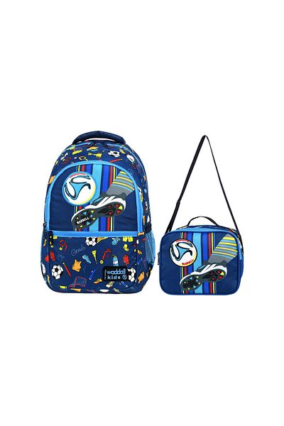Waddell Geantă pentru școala primară cu licență cu model de fotbal cu cutie de prânz 24203