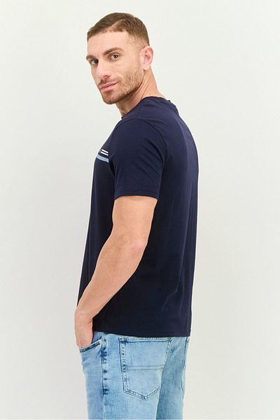 Ben Sherman Men Crew Neck Short Sleeve Brand Logo T-shirts, Navy