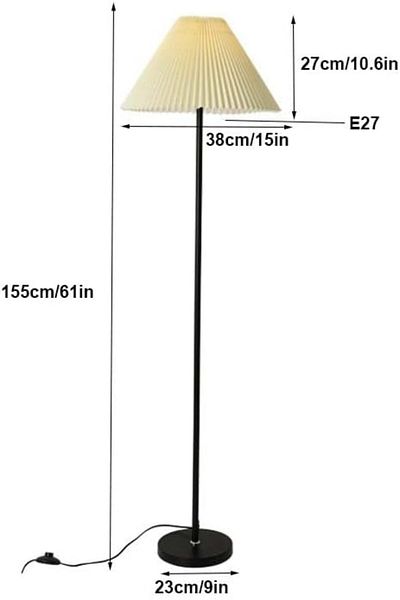 COOYA Floor Lamp, With 3 Color Temperatures, Modern Floor Lamp with Fabric Lampshade & Foot Switch (Black)