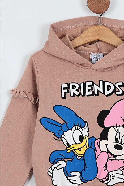 TRENDİMİZBİR 8-12 Years Old Friends Printed Arm Ruffled Grassy Girls' Suit