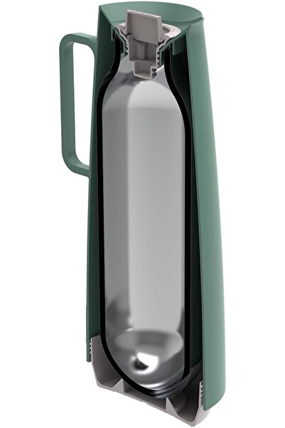 TRAMONTINA Since 1911, Made In Brazil - Exata Green Plastic Thermal Flask With 1 Liter Glass Liner
