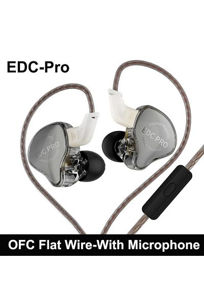 Choice Gray With Mic New Kz Edc Pro Headset Dynamic In-ear Monitor Hifi Wired Headphone Bass Stereo Game Mu
