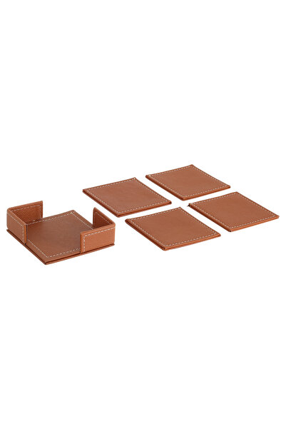 FLYONLOOK SUNİ LEATHER QUALITY 4-PIECE COASTER IDEAL FOR TABLE TOP OF TEA COFFEE