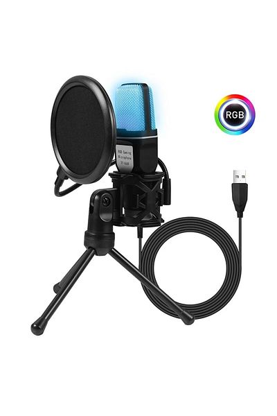 Choice Black Condenser Professional Microphone Mic For PC Laptop Computer Gaming USB Wired Streaming Podcas