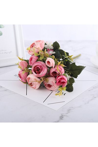 Choice Rose Red 10 Heads Vintage Tea Roses Artificial Flowers 6 Head 4 Small Bud Bouquet Wedding Home Diy W