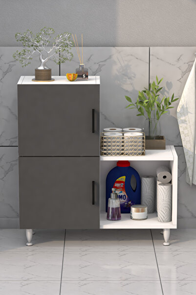 Moonlife 2 Kapaklı L Çok Amaçlı Banyo Dolabı Antrasit