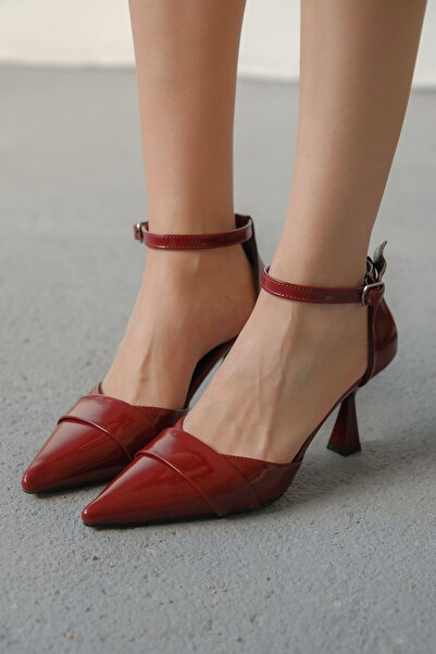 GOFFSHOES Kadın Mikey İnce Topuklu Ayakkabı - Bordo-Rugan
