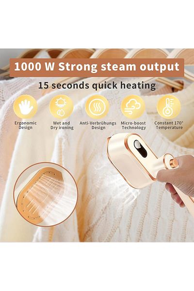 COOYA Steam Iron, 1000W, Mini Hand Held Portable for Clothes Small Clothing, Travel Essentials Gift