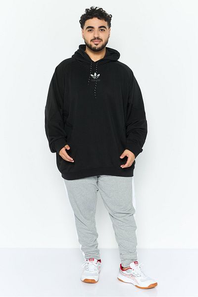 adidas Men Hooded Brand Logo Long Sleeves Sweatshirt, Black