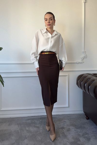 MAGARDE Пола от плат с цепки- КАФЯВА