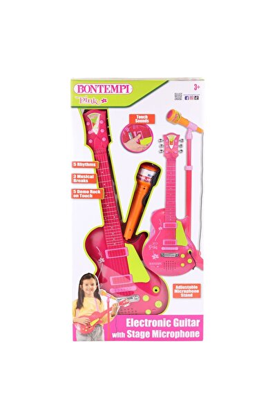 Sunman 45872  Elektronik Gitar Ayaklı Mikrofon Müzik Seti Pembe -Sunman