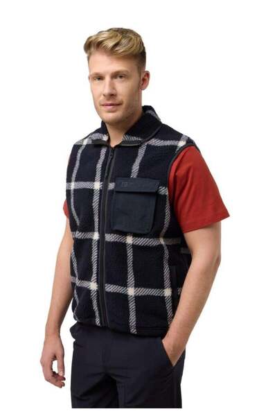 Jack Wolfskin Felslicht Check Vest M Мъжка жилетка A60061-A0028 Тъмно синьо