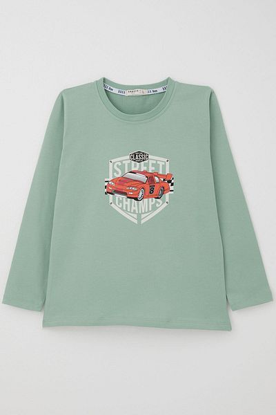 Breeze Boy's Long Sleeve T-Shirt Street Champion Car Print 4-8 Years, Aqua Green