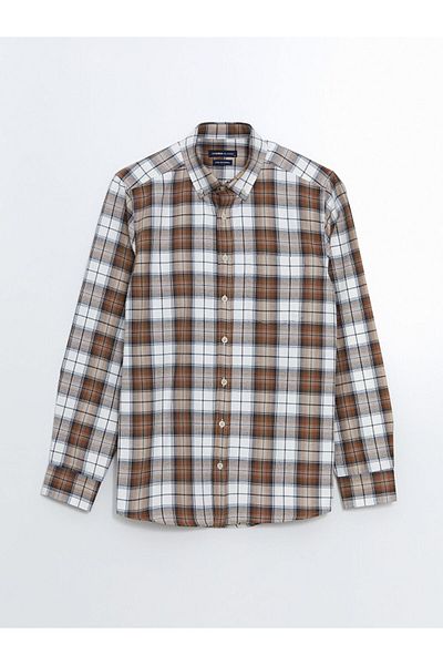 LC Waikiki Classic Brown Regular Fit Long Sleeve Men's Shirt Lcwaikiki