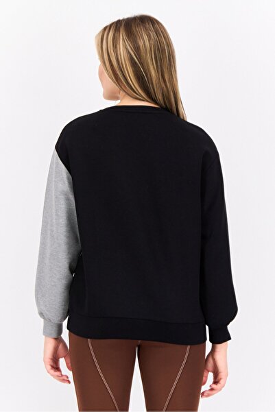 Steve Madden Women Crew Neck Applique Detail Sweatshirts, Black