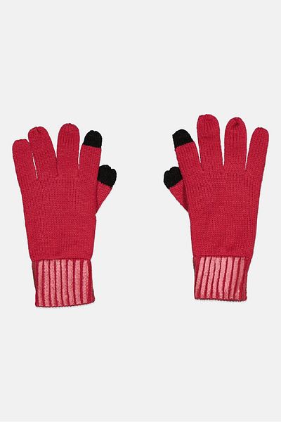 Body Glove Women 1 Pair Metallic Knitted Gloves, Dark Pink