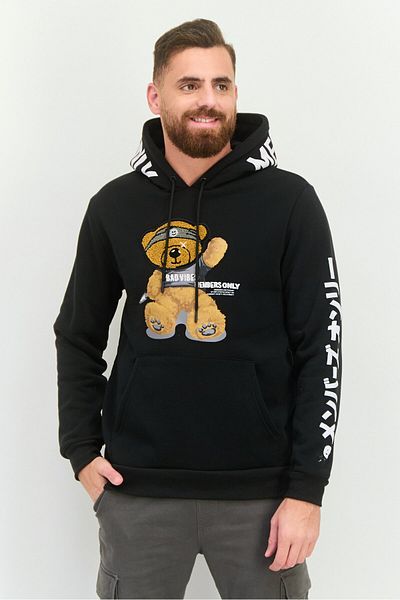 Members Only Men Hooded Embroidered Long Sleeves Sweatshirt, Black
