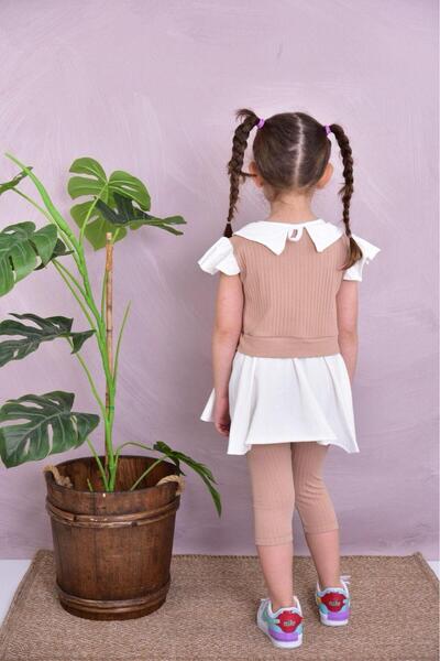 TRENDİMİZBİR Baby Collar Summer Girl's Leggings Bottom Top Set