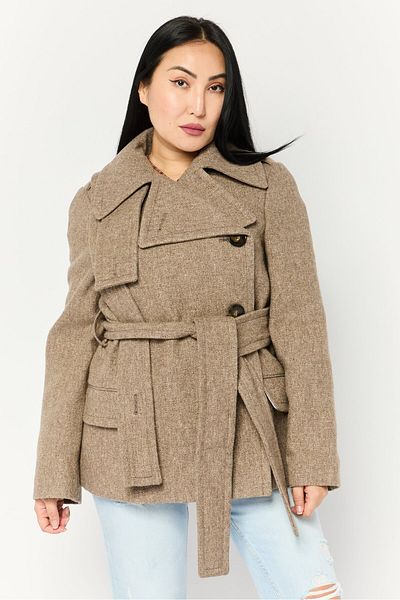 Stella McCartney Women Textured Belted Trench Coat, Taupe