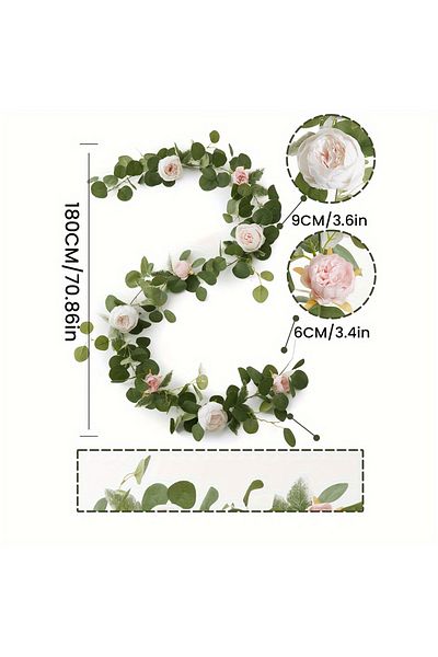 Choice Light pink Artificial Peony Rose Vine, Wedding Party Decoration Artificial Flowers, Green Wall Hangi