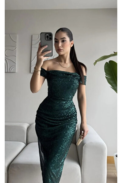 Sindimoda Payet Tasarım Yırtmaçlı Mini Abiye