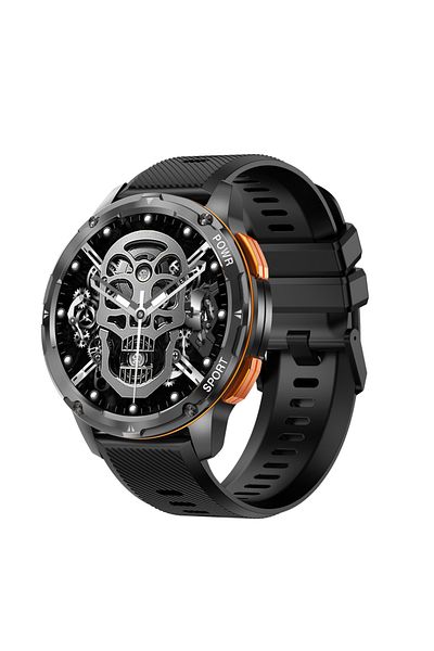 Choice black rubber Fashion amoled smart watch AK59 Luxury BT call 400mah large battery rubber metal strap