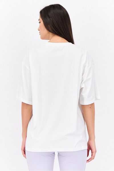 Steve Madden Women Crew Neck Short Sleeve Graphic Print T-shirt, White