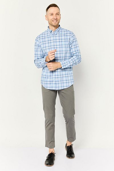 Gant Men Regular Fit Checkered Long Sleeves Casual Shirt, Blue