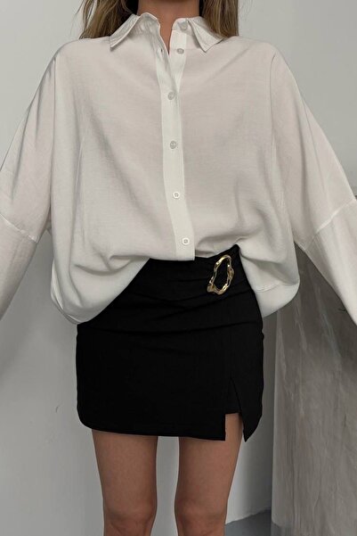 Ded COLLECTION Fusta mini scurtă cu fante cu detalii accesorii aurii pentru femei