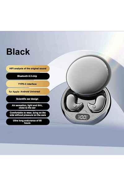 Choice black Y36 Bluetooth 5.3 Wireless Headphones TWS In-Ear Invisible Sleep Earbuds With Mic Noise Cancel