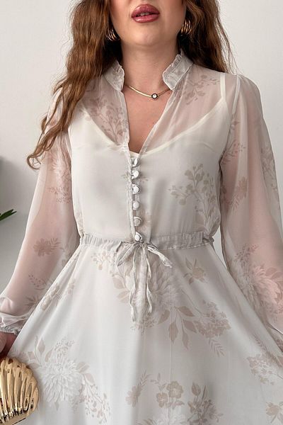 MaziButik فستان شيفون رمادي