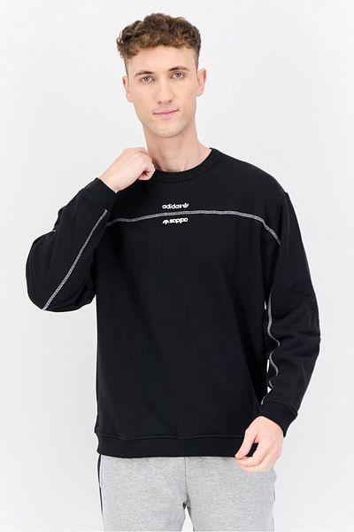 adidas Men Sportswear Fit Long Sleeve Outdoor Sweatshirts, Black