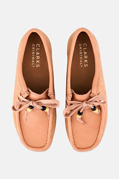 CLARKS Women Standard Wallabee Lace Up Shoes, Peach