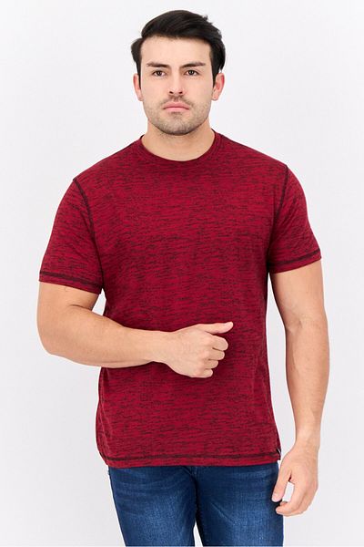 Company Eighty One Men Crew Neck Short Sleeve Heather T-shirt, Red