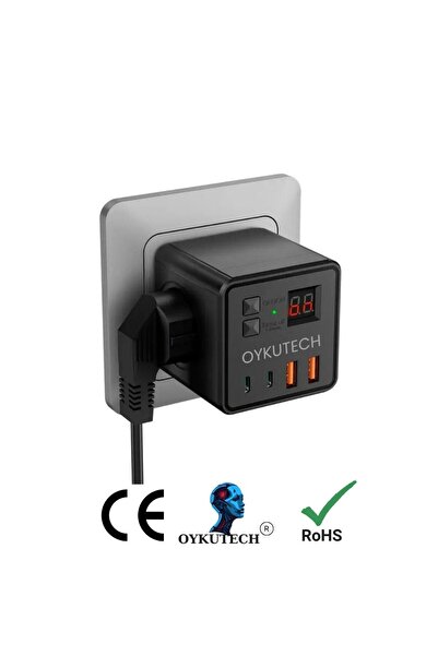 OYKUTECH Akım Korumalı Priz 7ın1 Black