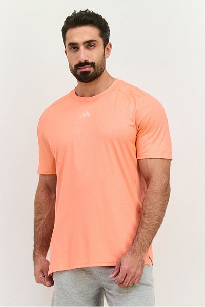 adidas Men Regular Fit Short Sleeves Training T-Shirt, Coral
