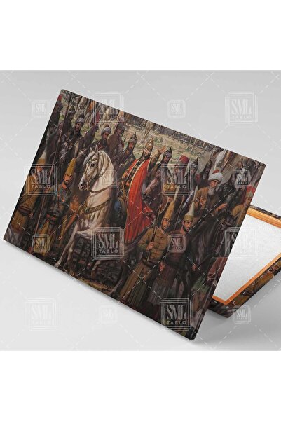SML TABLO Fatih Sultan Mehmet Beyaz Atının Üstünde Istanbulun Fethi Giriş Osmanlı Padişah Dekor Yatay Kanvas T