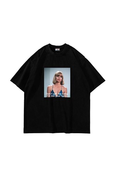 Sekizbiraltı I'm Not Your Baby Printed Oversize Unisex Μαύρο Tshirt