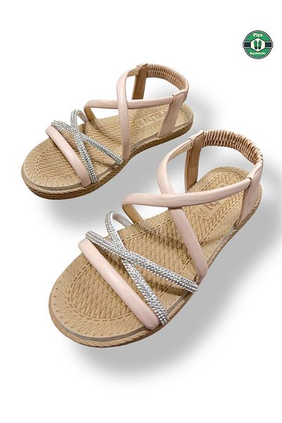 KAŞGAR Knitted Patterned Non-Slip Sole Soft Mother Daughter Sandals
