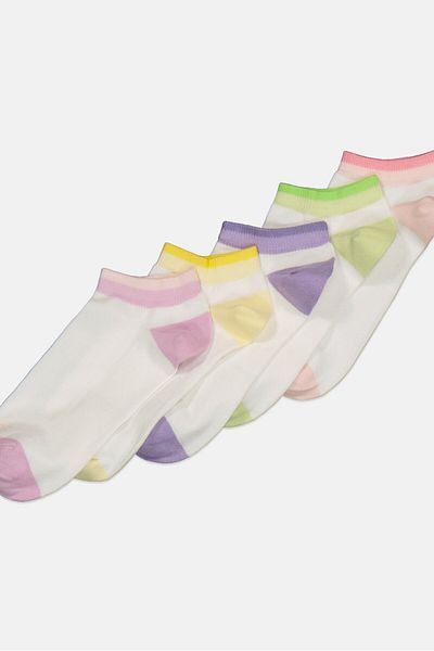 RBX Women 5 Pairs Brand Logo Outdoor Ankle Socks, Multicolor