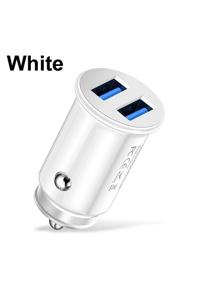 Choice White 3.1A Mini 2 Port USB Car Charger Fast Charging Type C PD Auto Chargers Adapter For iPhone For