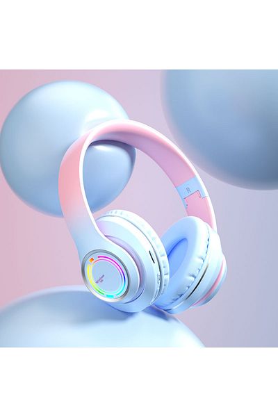 Choice V3-Blue Wireless Bluetooth Headphones Children's Multi-color Light Headsets with Microphone can be I
