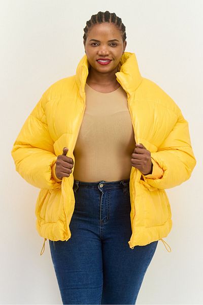 collusion Women Solid Puffer Jacket, Yellow