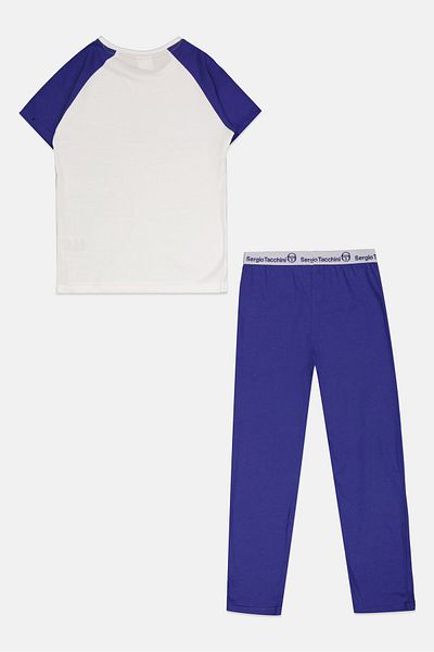 Sergio Tacchini Kids Boy 2 Piece Graphic Printed Pajama Set, White