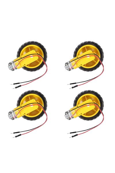 Choice with cable 4 Sets TT Motor DC 3-6V Gearbox Motor Dual Shaft 200RPM Ratio 1:48 Motor with Tire Wheel