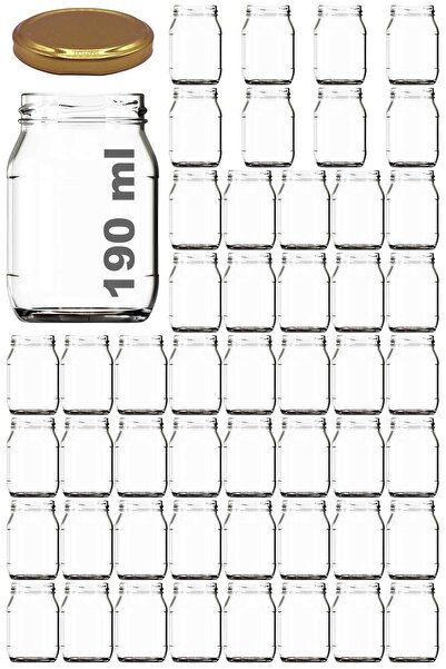 Afracam 190 ml Metal Gold Kapaklı Konserve Kavanozu 190 Cc Şeffaf Bebek Mama Kavanoz 50 Adet