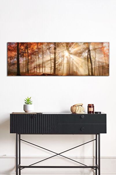 Vitrovelo Sonbahar Ormanı Manzarası Panoramik Cam Tablo, Darbelere Dayanıklı ...