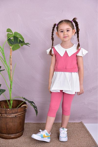 TRENDİMİZBİR Baby Collar Καλοκαιρινό Κοριτσίστικο Καλσόν Κάτω Σετ